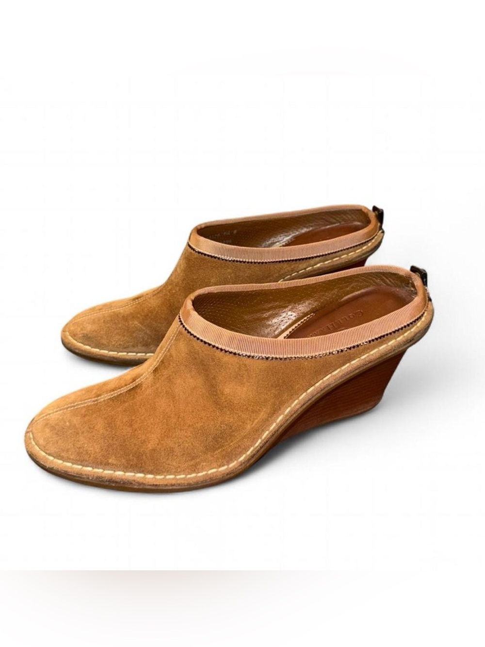 Vintage Cole Haan Brown Suede Wedge Mules – Size 6.5